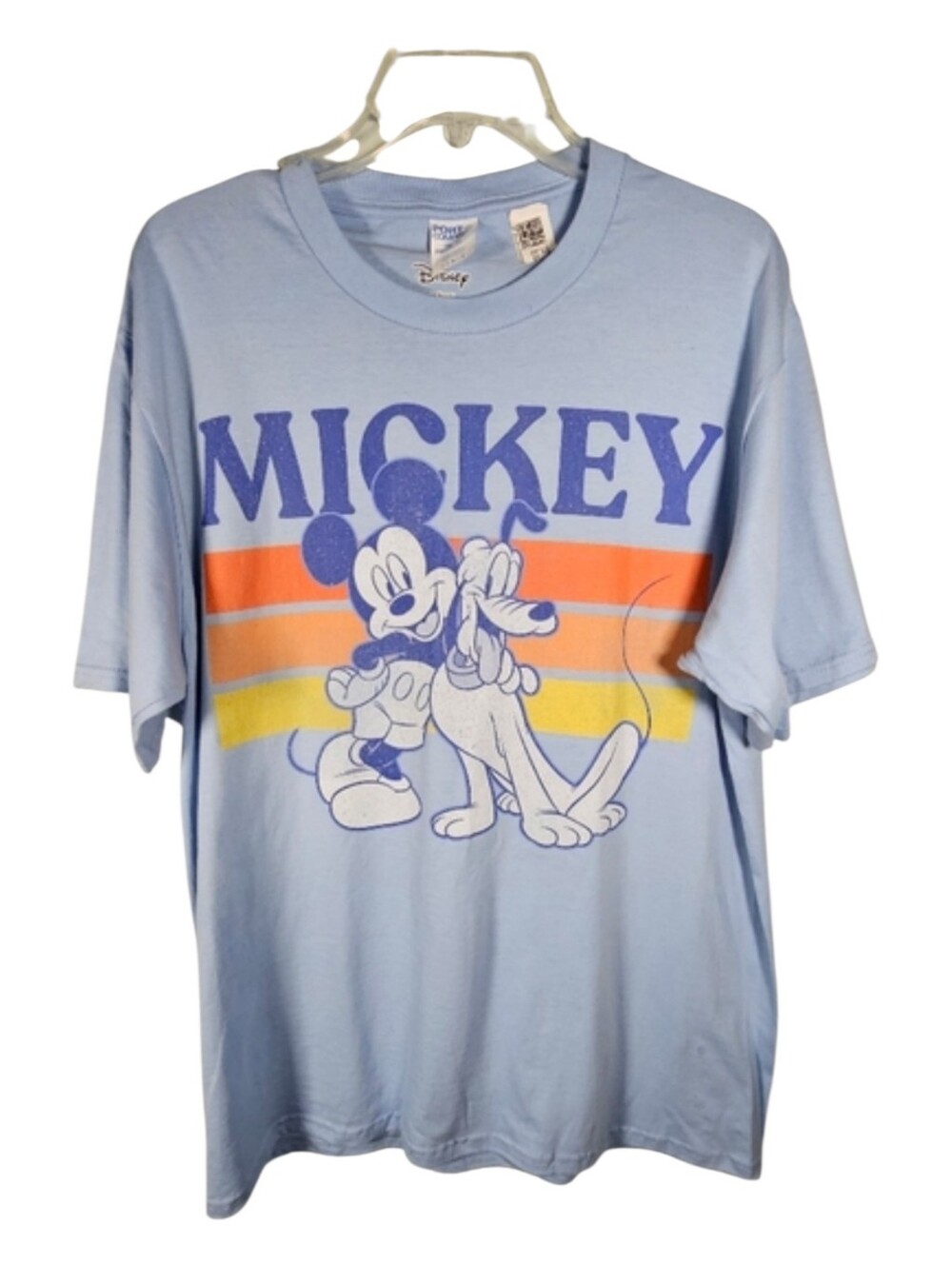 Disney NWT Mickey And Pluto Blue With Stripes T Shirt Men's Size M